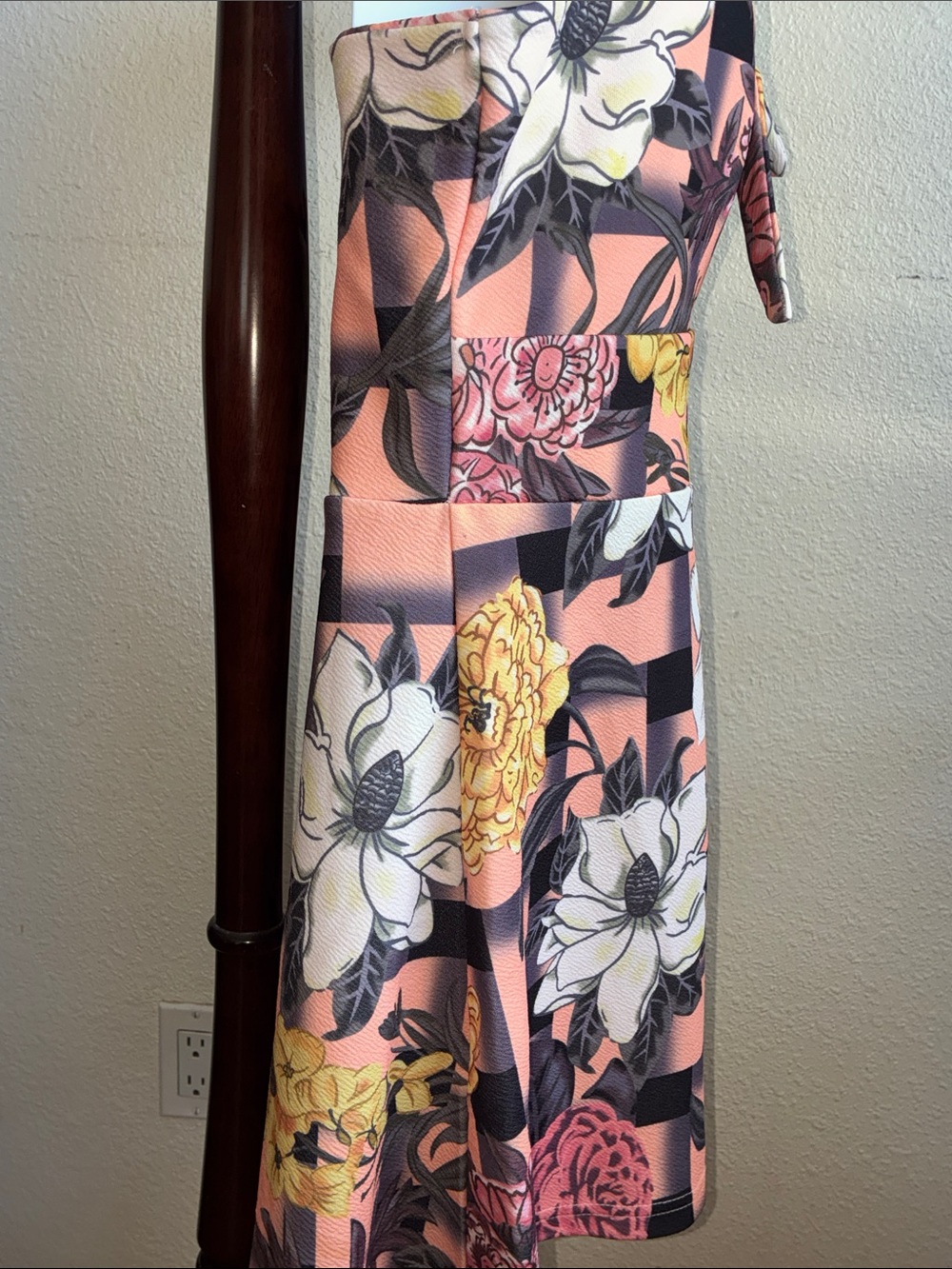 Floral Peach & Black Tie-Front Romper Shorts - Picture 5 of 14
